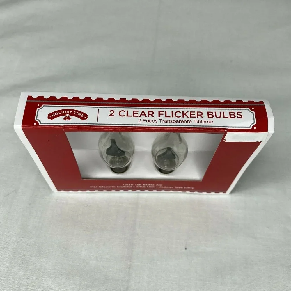 Clear Flicker 2 Bulbs Electric Candle Lamp Christmas Halloween Candelabra Indoor